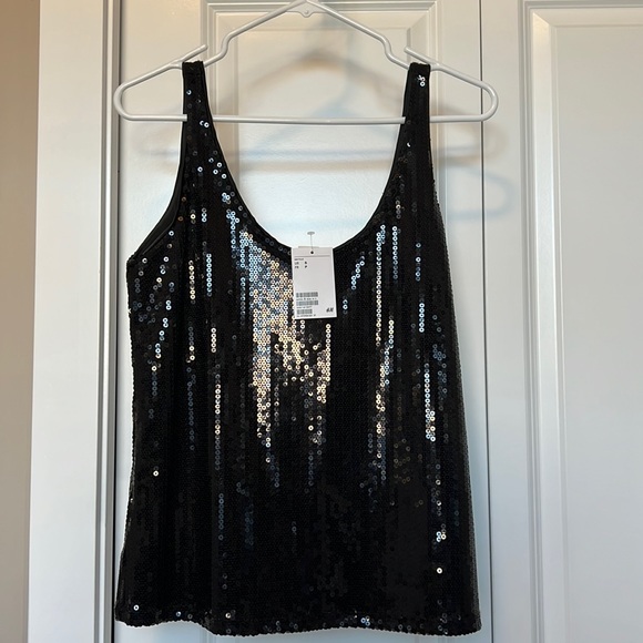 Brand New H&M black Sequin Tank Top - Picture 1 of 4